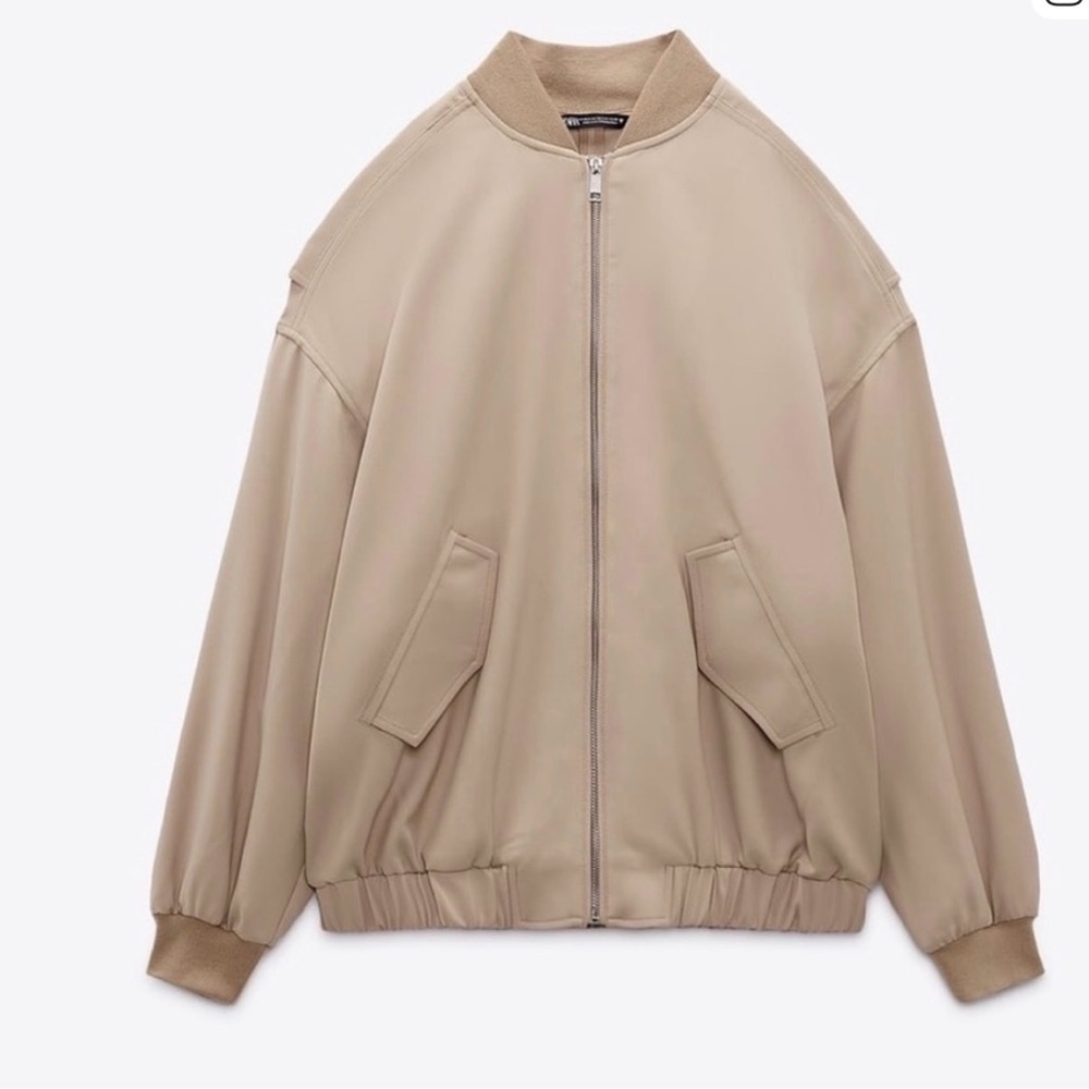 ZARA Oversized Beige Bomber Jacket